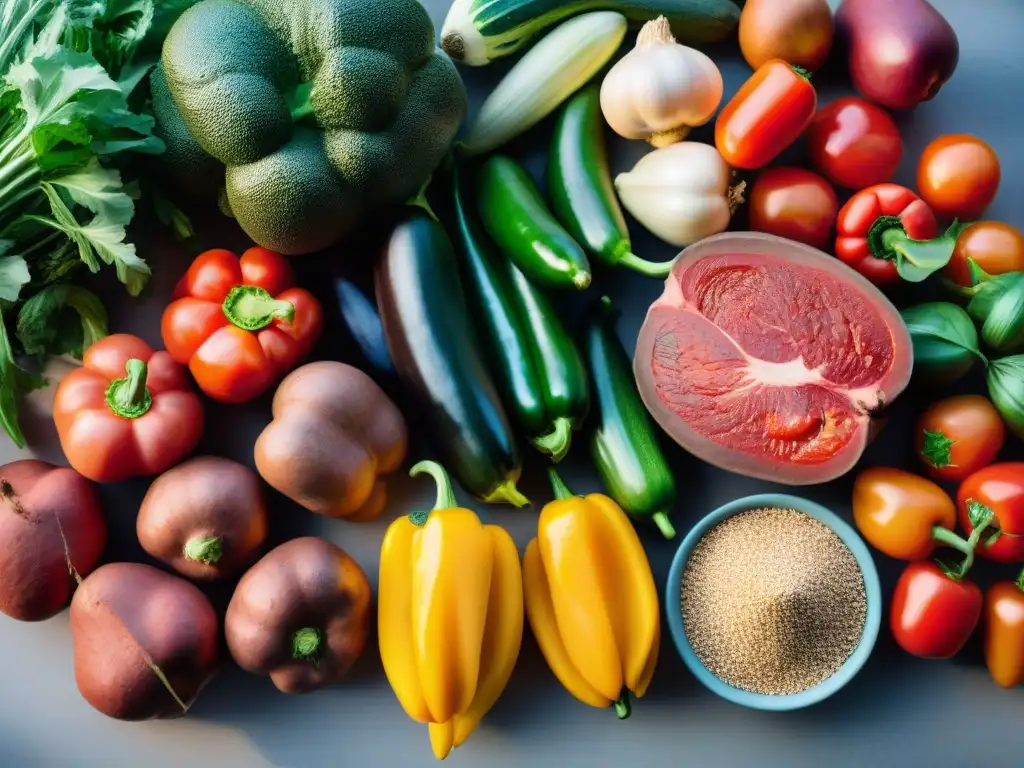 Un festín de ingredientes uruguayos frescos en un mercado vibrante