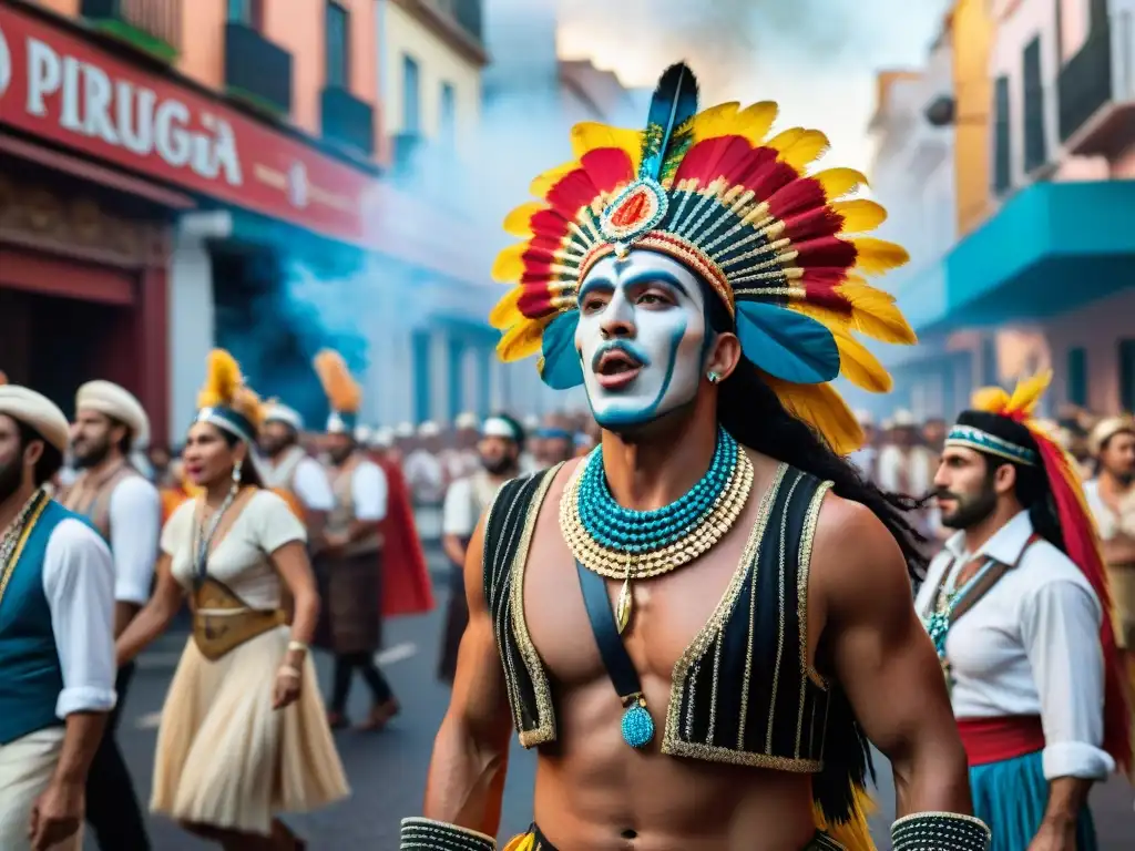 Festiva murga uruguaya en carnaval: colores, música y pasión en desfile de la comunidad