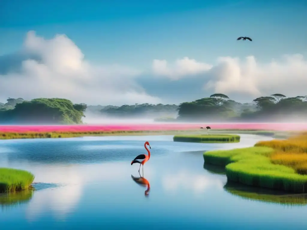 Festivales de avistamiento de aves en Uruguay: un paisaje exuberante con flamencos y tucanes coloridos