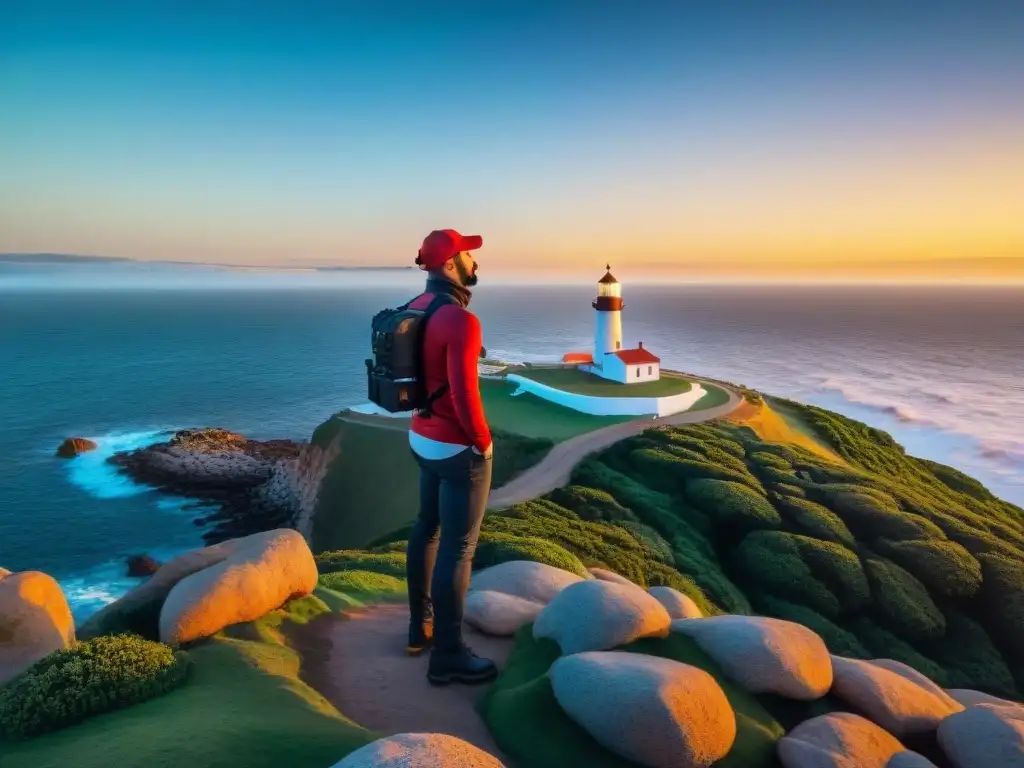 Fotógrafo capturando la belleza de Uruguay con accesorios de cámara profesional en Punta del Este