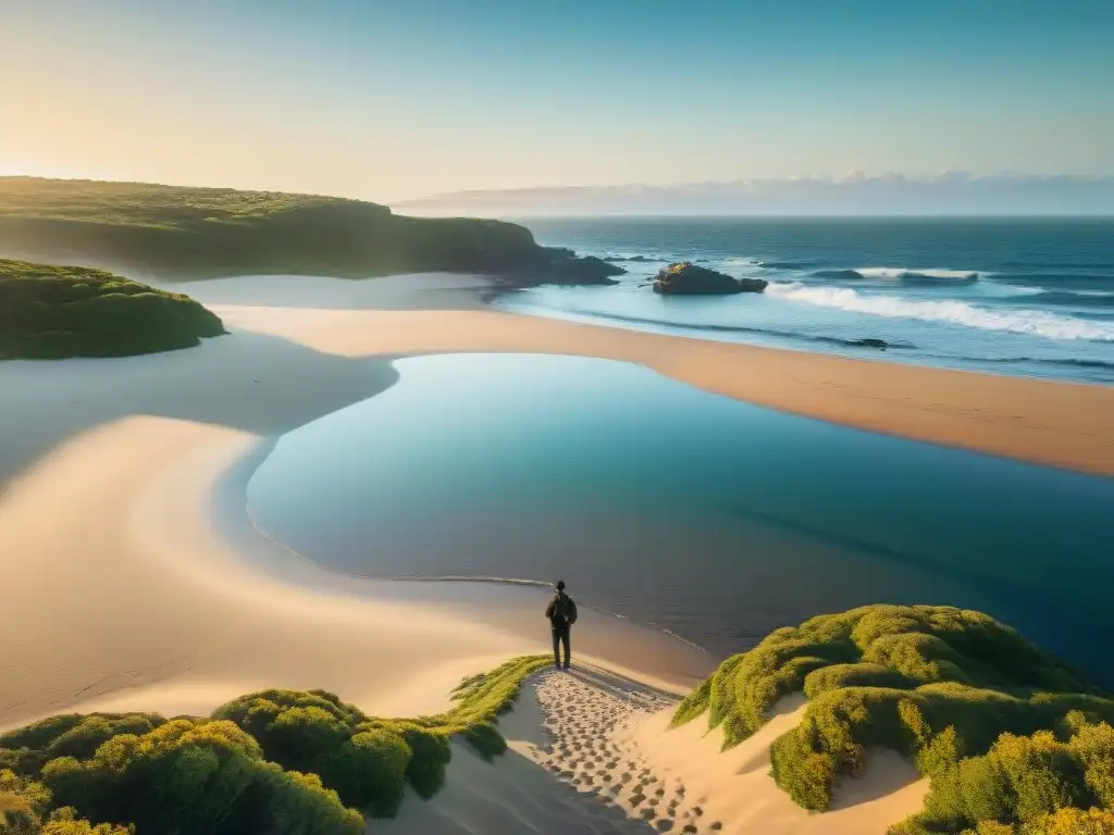 Tranquilidad dorada en playa escondida de Uruguay Un fotógrafo capturando la belleza de una playa escondida en Uruguay al atardecer