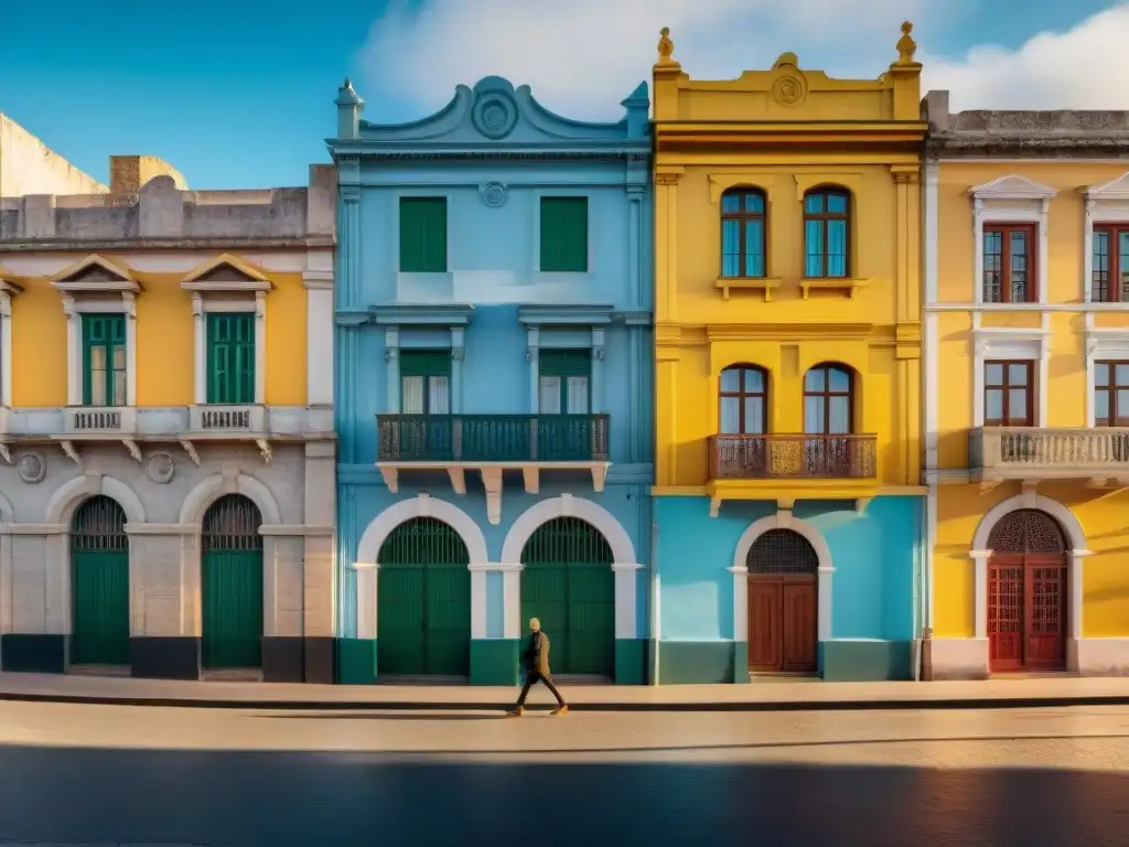 Fotógrafo principiante capturando detalles de la arquitectura colonial en Montevideo, Uruguay