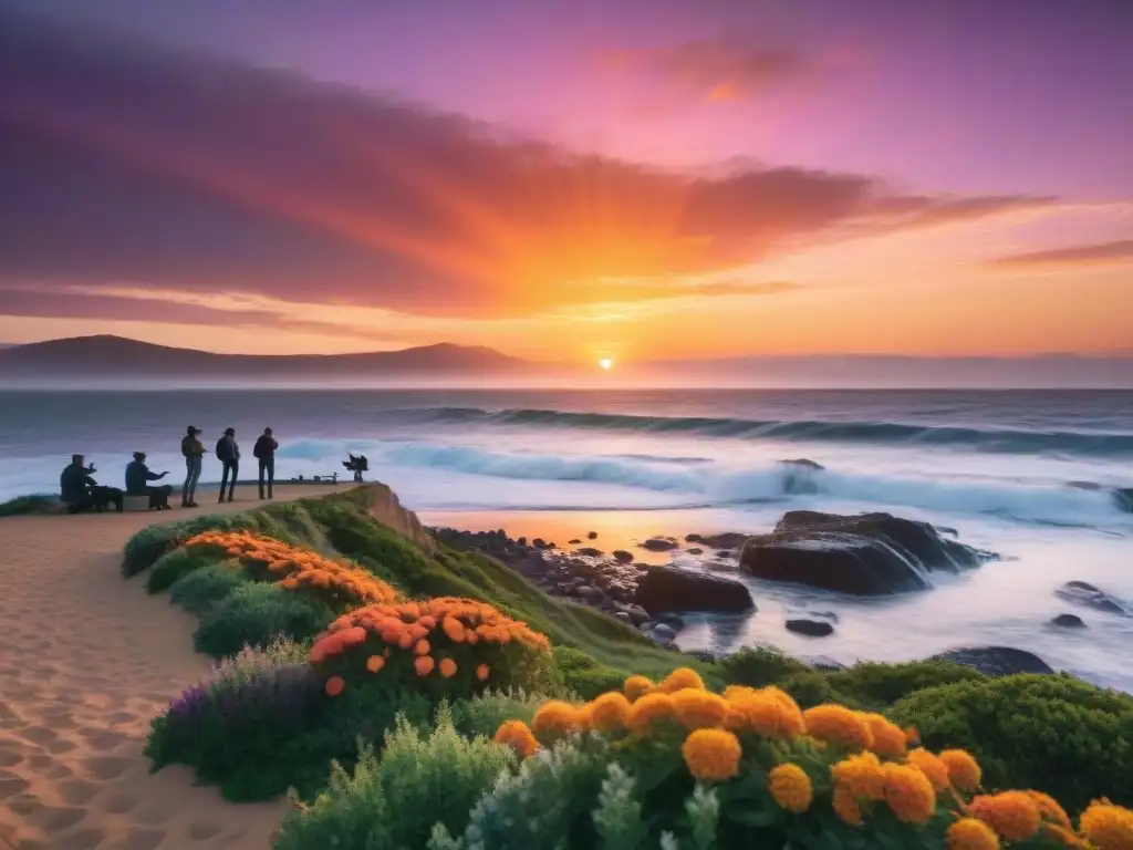 Fotógrafos capturan la mágica puesta de sol en la costa de Uruguay durante uno de los mejores tours fotográficos Uruguay