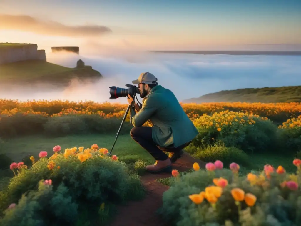 Fotógrafos de naturaleza en Uruguay capturando la belleza natural en armonía con el entorno al atardecer