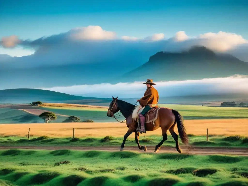 Un gaucho uruguayo en su caballo, explorando Uruguay con Realidad Aumentada