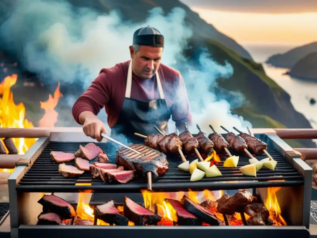 Gauchos expertos preparando parrilladas de lujo en la costa uruguaya