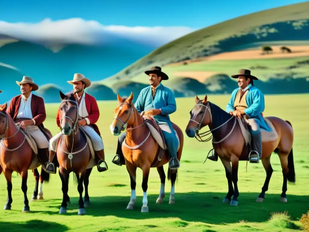 Gauchos uruguayos se preparan para festival en campo pintoresco