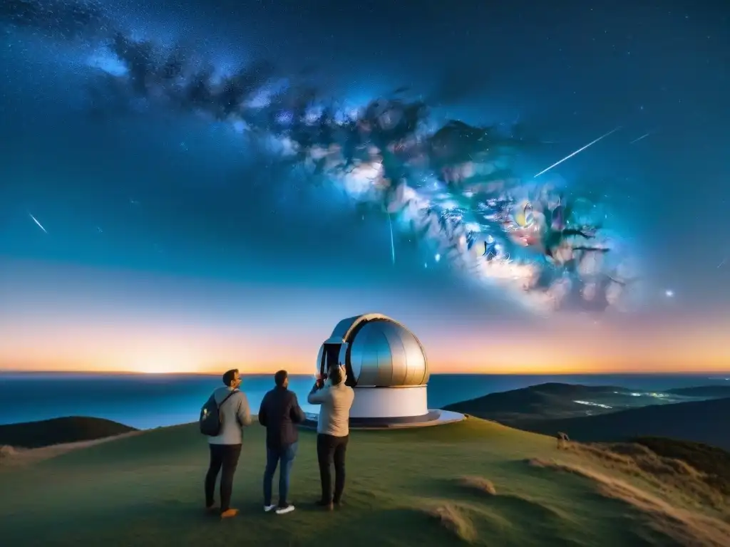 Grupo de astrónomos de élite observando estrellas en Uruguay bajo el cielo estrellado