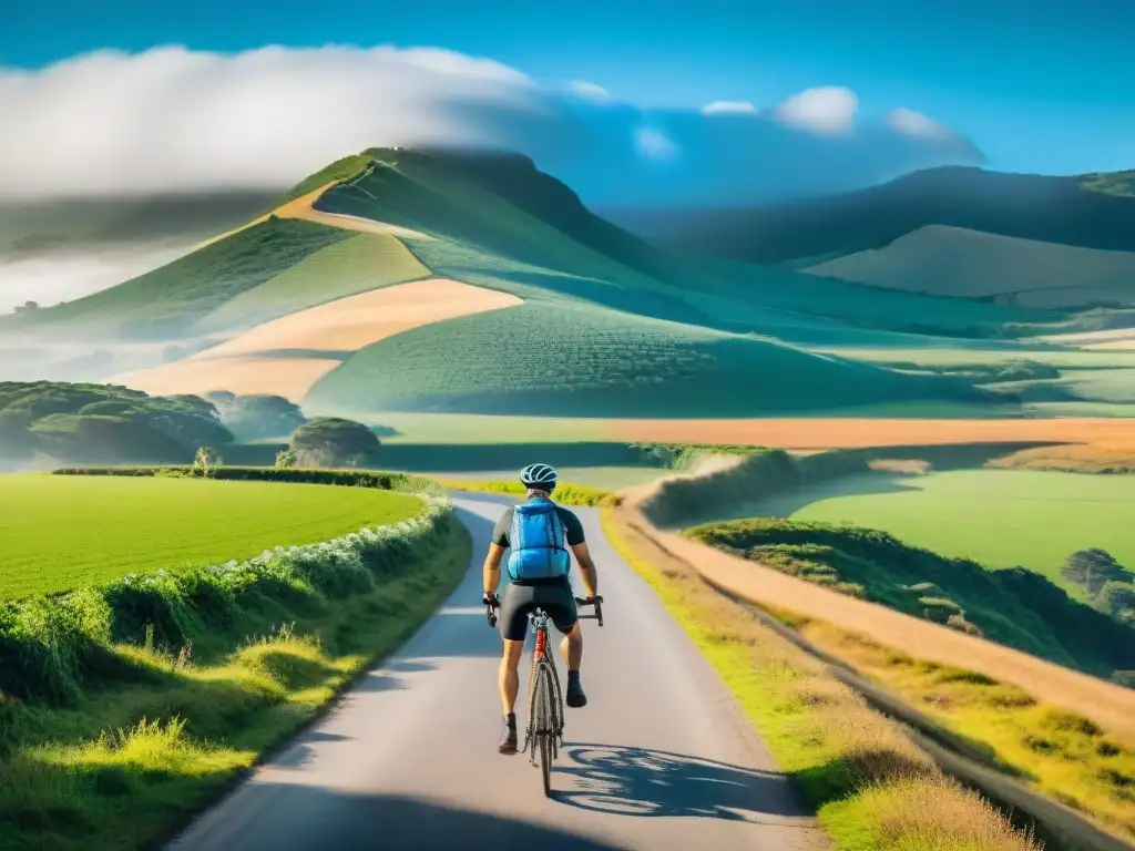 Grupo de aventureros conscientes pedaleando en rutas ecociclismo Uruguay