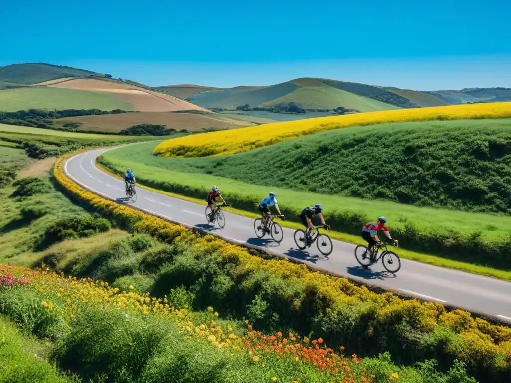 Un grupo de ciclistas disfruta de la naturaleza en campamentos ciclistas en Uruguay