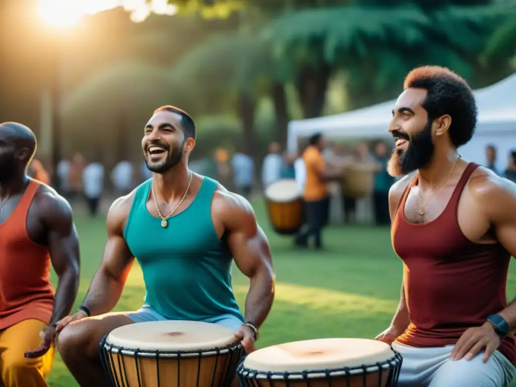 Grupo diverso disfruta de beneficios terapéuticos del candombe en un parque de Montevideo