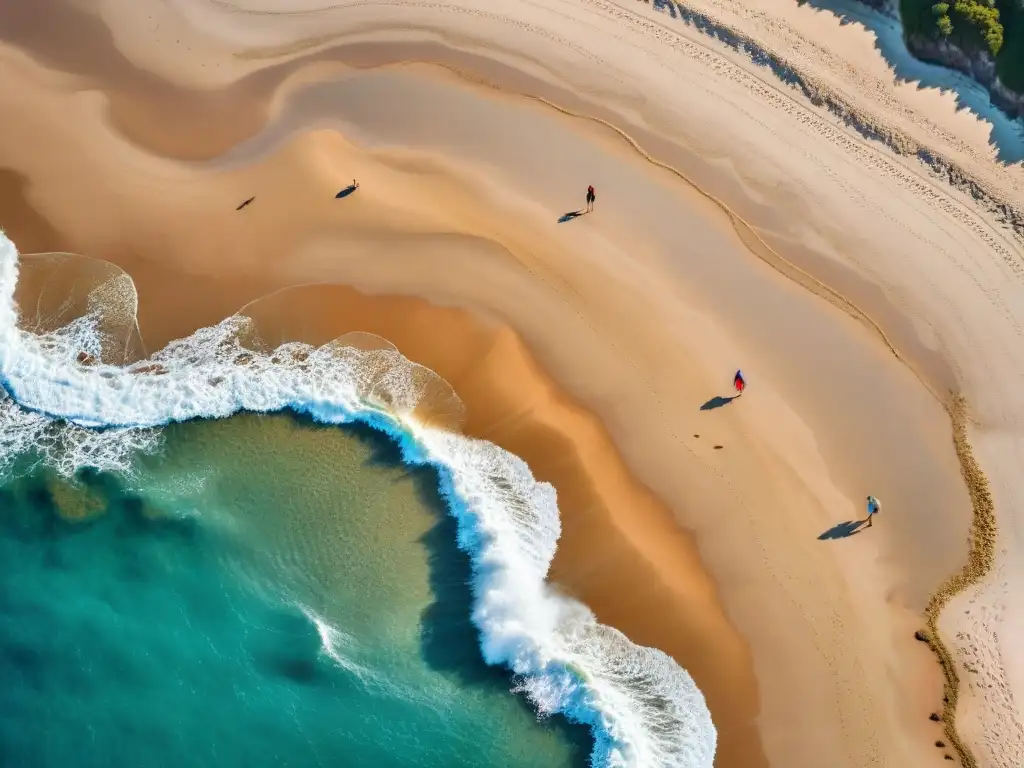 Grupo diverso aplicando protector solar en una playa de Punta del Este, Uruguay