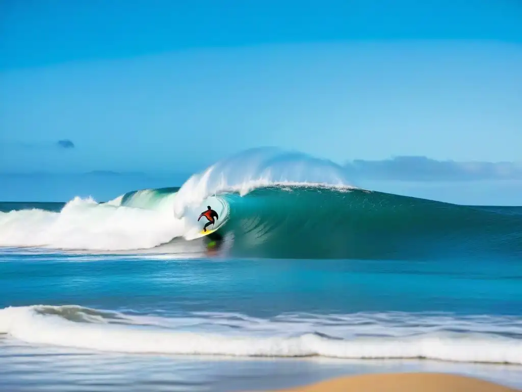 Grupo emocionado de surfistas de todas las edades montando olas azules en tablas bodyboard en Uruguay