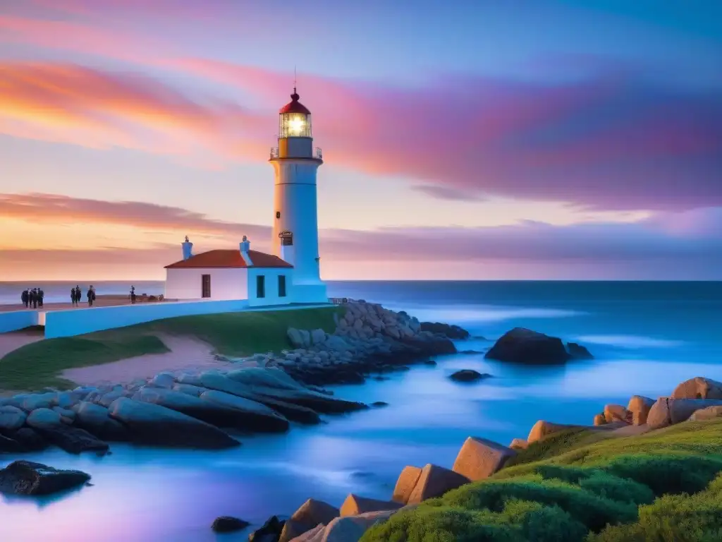 Un grupo de fotógrafos entusiastas capturando el atardecer en Punta del Este, Uruguay