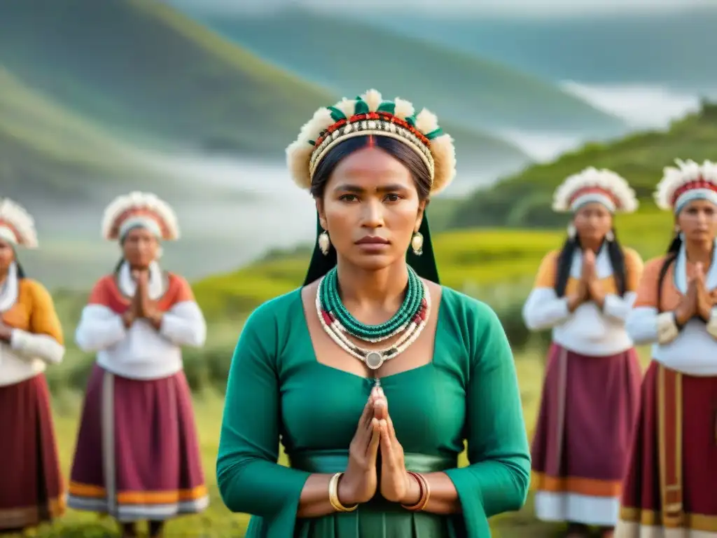 Grupo de mujeres afro-uruguayas en círculo unidas, reflejando la resistencia afrouruguaya en paisaje verde de esperanza