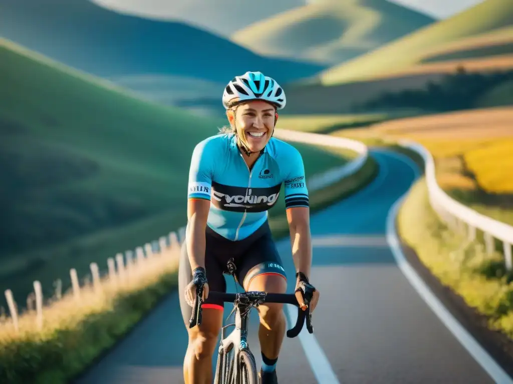 Un grupo de mujeres ciclistas determinadas pedaleando juntas en Uruguay, mostrando pasión y fortaleza en el ciclismo