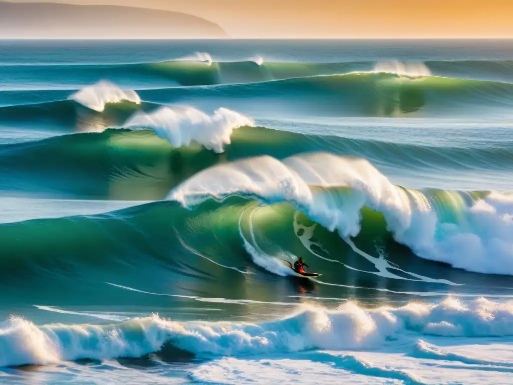 Un grupo de bodyboarders de diferentes niveles remando con entusiasmo en Punta del Este al amanecer