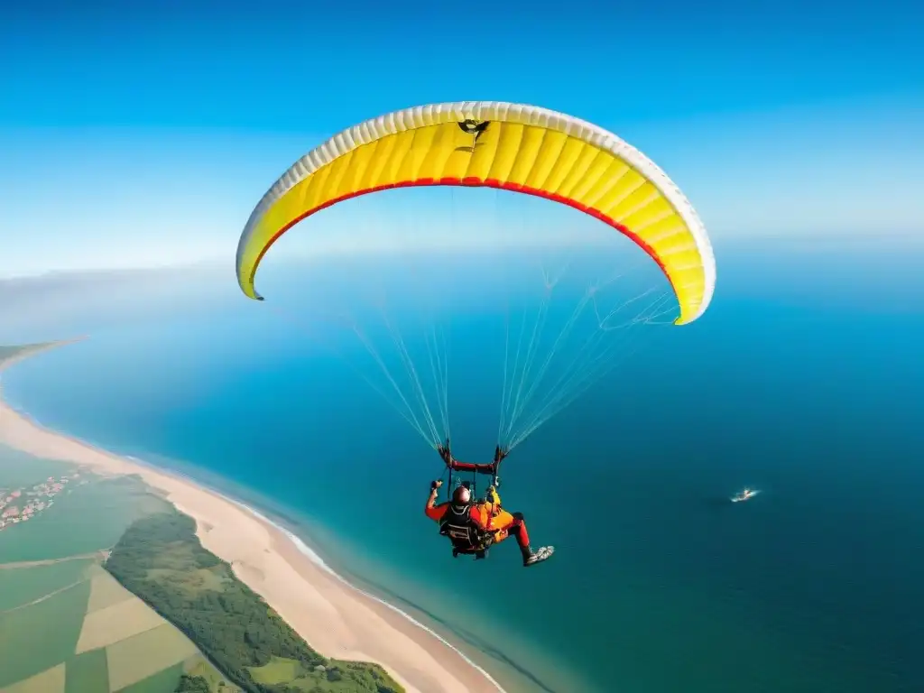 Un grupo de parapentistas sobrevolando la costa de Uruguay