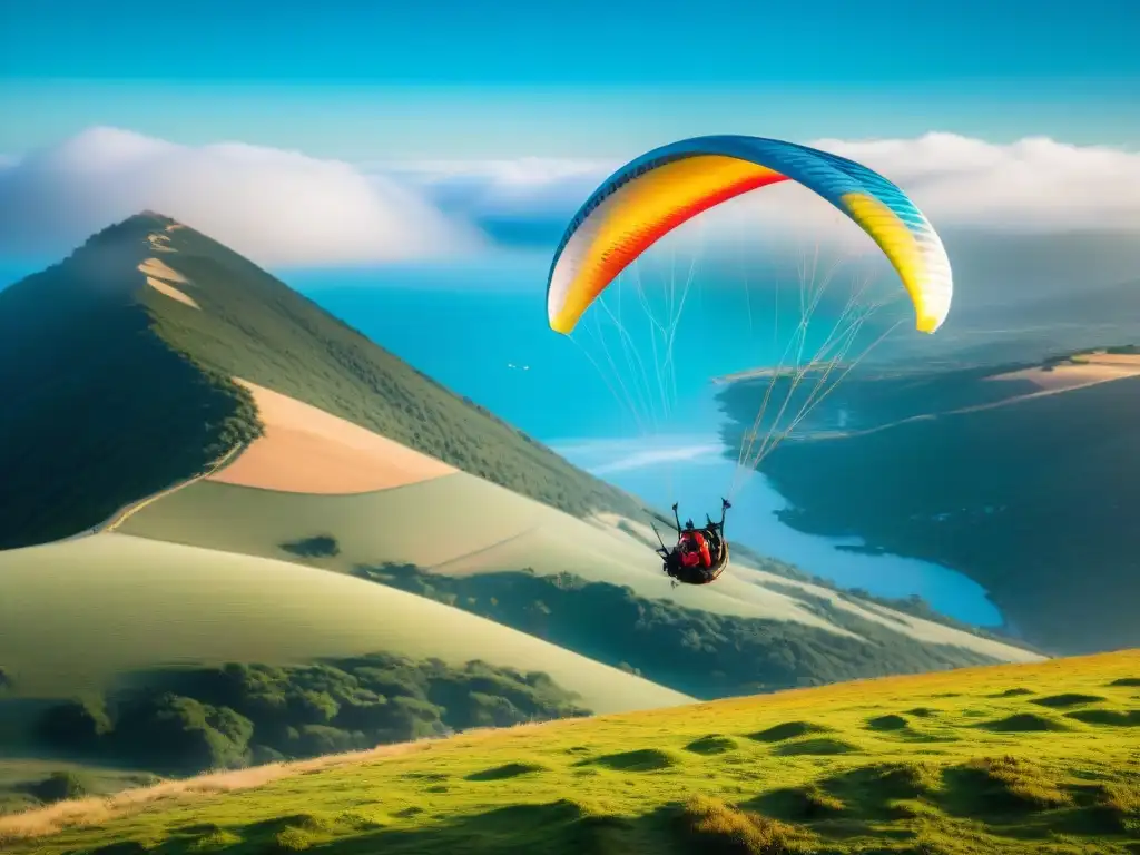 Grupo de parapentistas experimentados preparando su equipamiento para vuelo en parapente en Uruguay