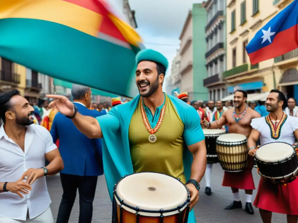 Grupo de tambores en el Encuentro de Tambores de Candombe Montevideo, vibrante celebración cultural