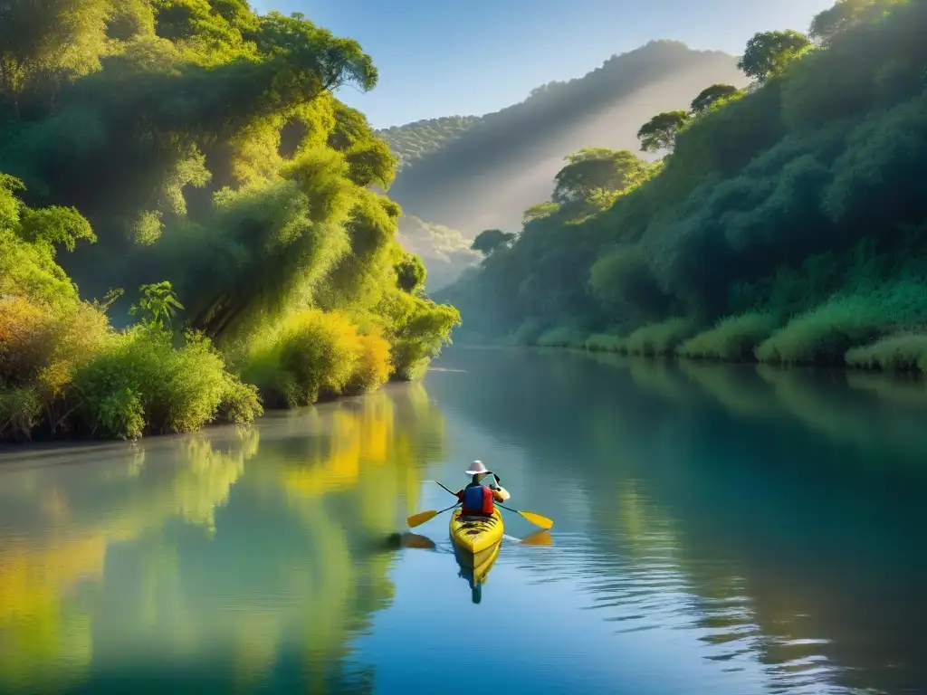 Un grupo de kayakers disfruta de una travesía en kayak por Santa Lucía, rodeados de naturaleza y serenidad