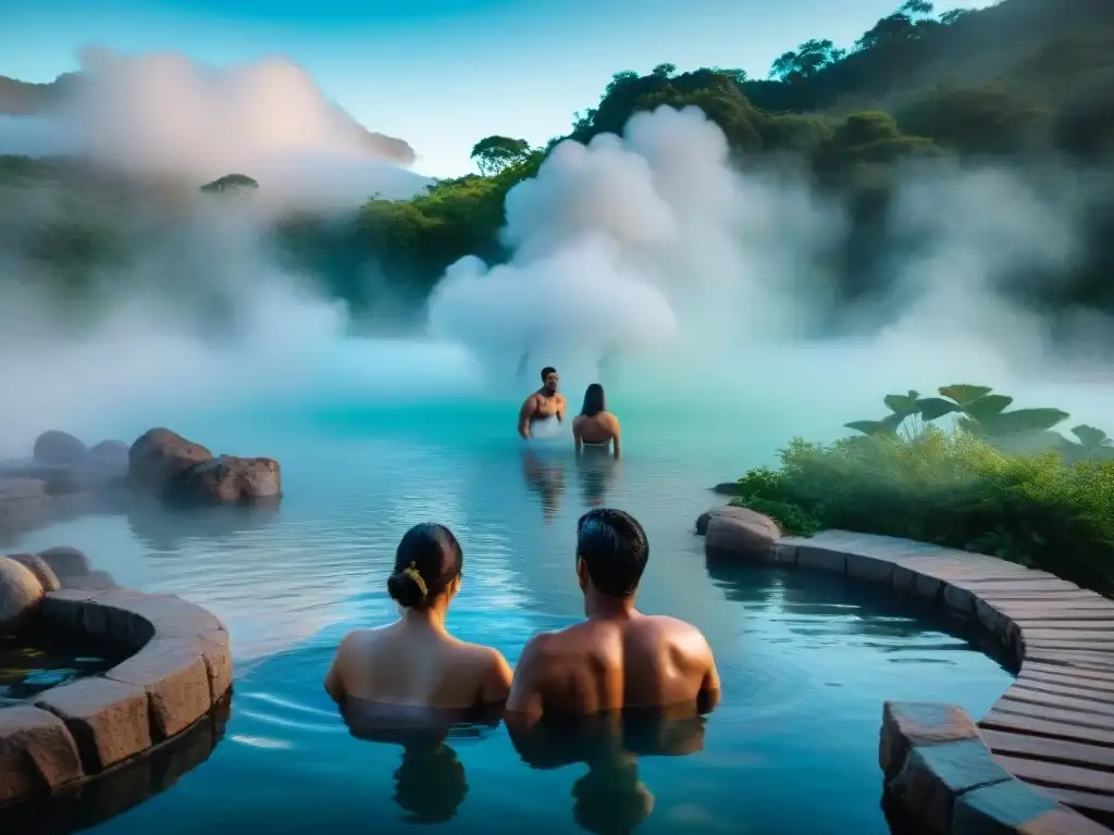 Relax en Termas de Uruguay: baño natural entre la naturaleza Grupo de uruguayos en las Termas de Uruguay, disfrutando en armonía la cultura y la tranquilidad del entorno natural