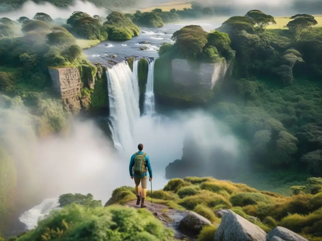 Un grupo de viajeros aventureros explorando los increíbles paisajes de Uruguay, resaltando los Seguros de viaje innovadores Uruguay