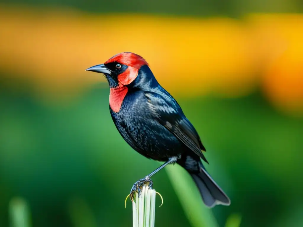 Una hermosa Garza Rojinegra posada en una caña en los humedales de Uruguay