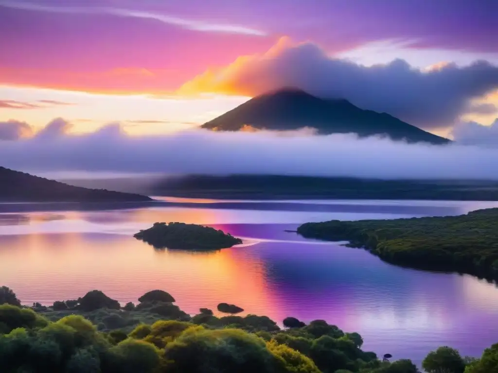 Hermoso atardecer en Laguna Garzón, ecoturistas disfrutan de la naturaleza