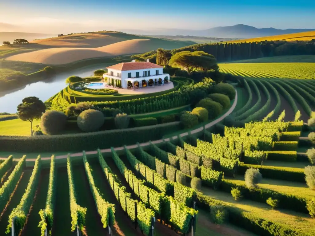 Hermoso hotel boutique en Uruguay entre viñedos al atardecer