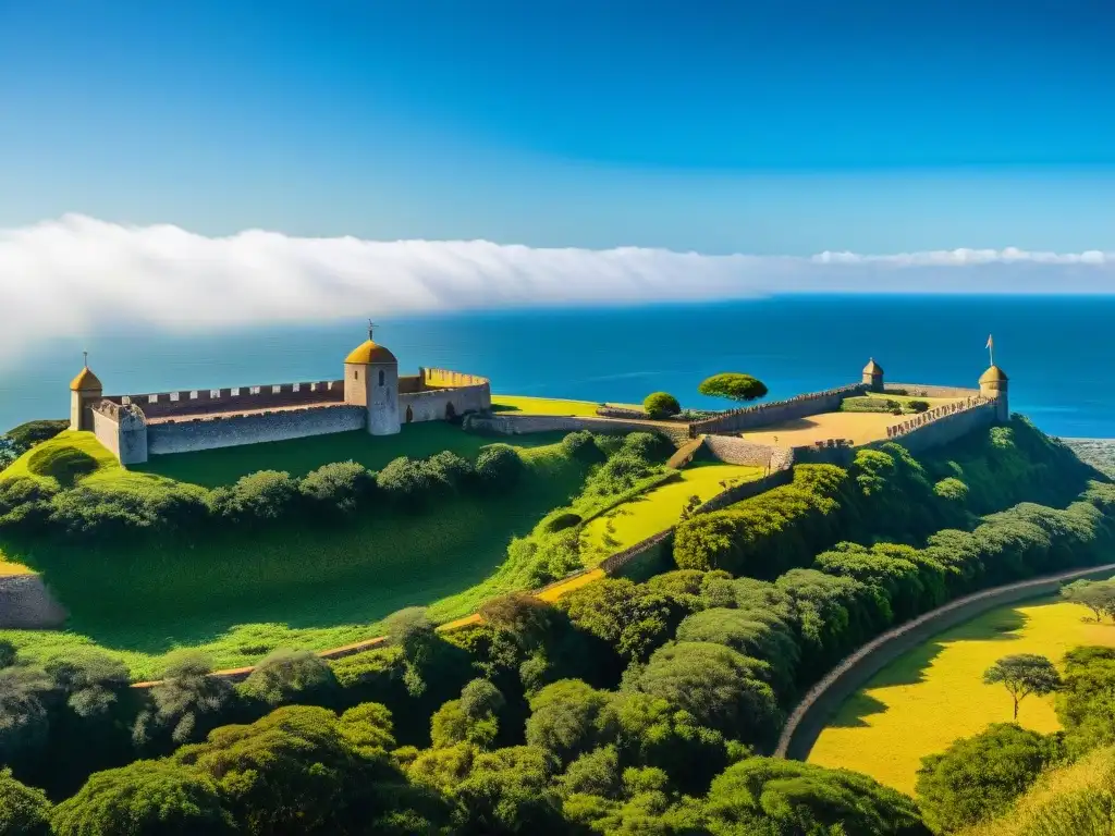 Historia militar Santa Teresa Parque: Vista panorámica detallada de la fortaleza rodeada de vegetación bajo cielo azul