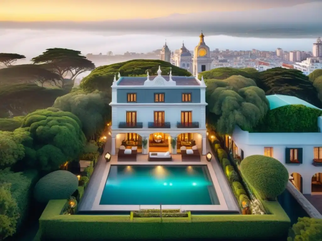 Un hotel boutique encantador en Montevideo, Uruguay, rodeado de exuberante vegetación y calles vibrantes