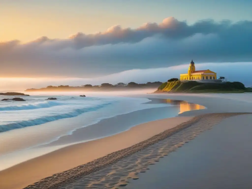 Un hotel boutique de lujo frente al mar en Uruguay, bañado por la primera luz del amanecer