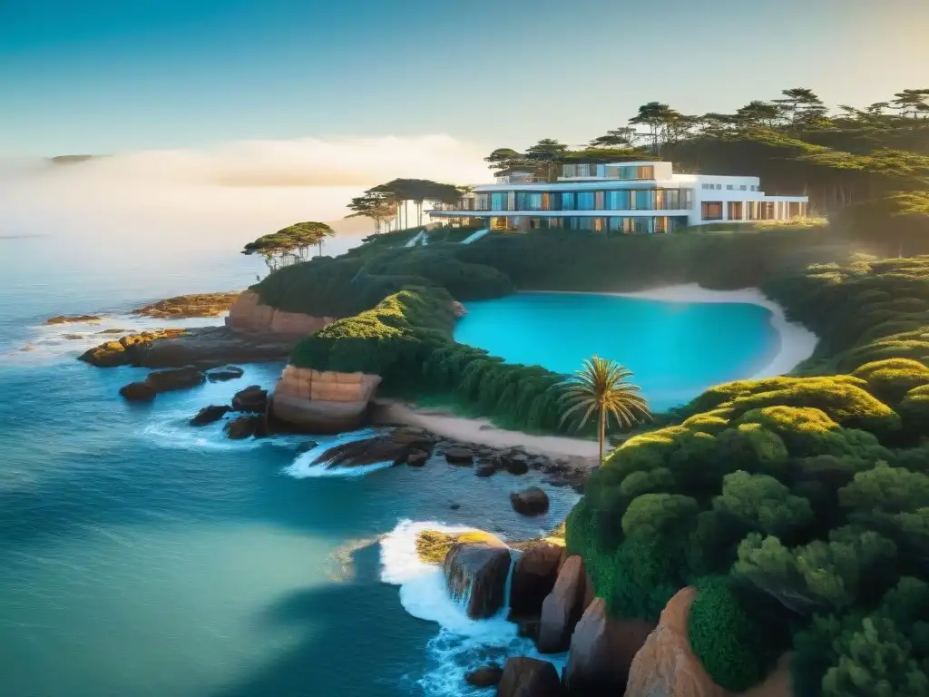 Un hotel boutique de lujo en Punta del Este, Uruguay, se funde con el paisaje costero al atardecer