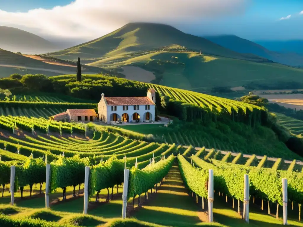 Un hotel boutique sereno en viñedos de Uruguay con los Andes de fondo