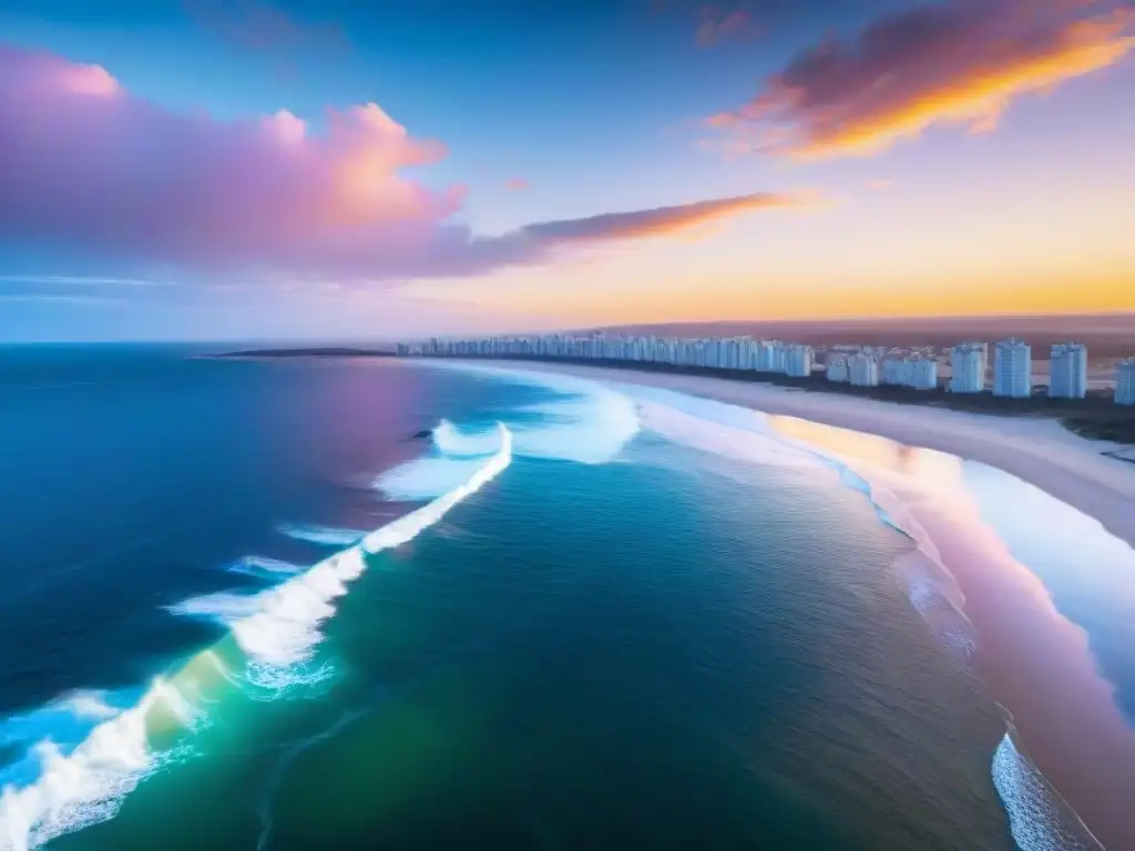 Hoteles boutique en Uruguay: atardecer en la costa de Punta del Este con una atmósfera tranquila y cálida