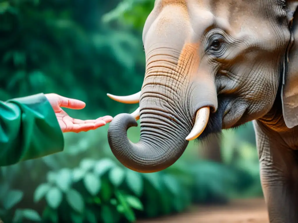 Interacción humana y fauna: Niño extasiado tocando elefante en santuario de vida silvestre en Uruguay