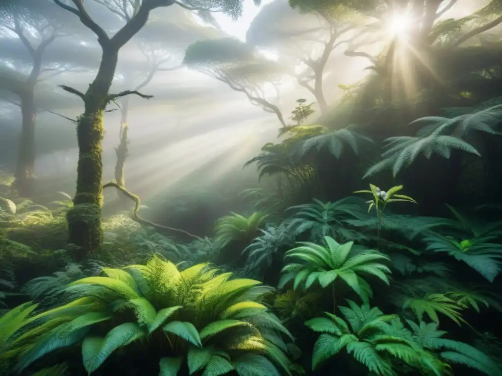 Imagen detallada de la biodiversidad en un bosque uruguayo, resaltando la importancia de reservas naturales en Uruguay