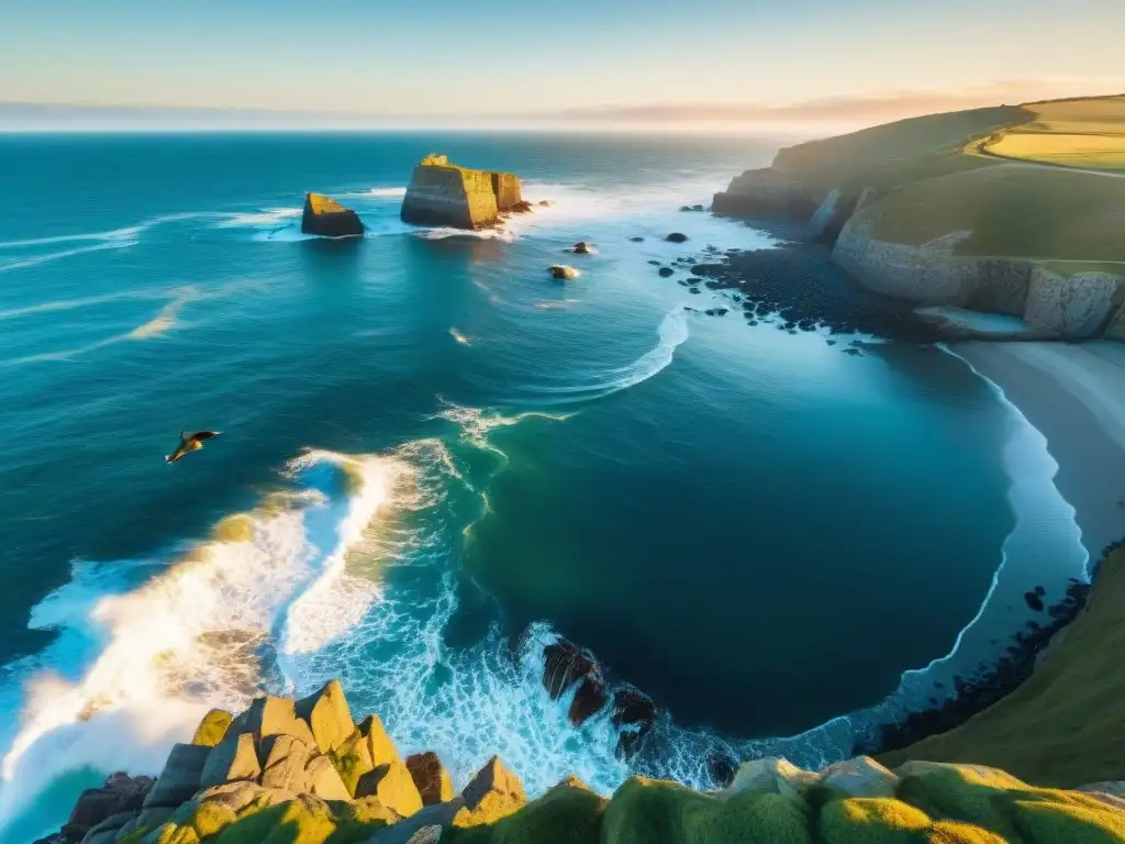 Una imagen documental impresionante de la costa de Uruguay al amanecer, perfecta para inspirar fotografía de aventura en Uruguay