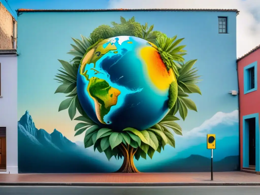 Impactante mural en Uruguay sobre cambio climático con detalles vívidos