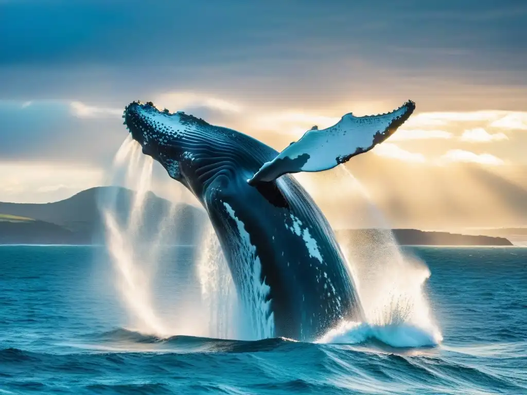 Imponente ballena jorobada emerge del mar en Uruguay, capturando la emoción de fotografiar ballenas en Uruguay