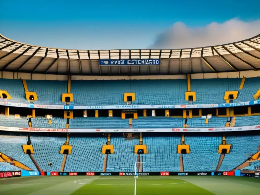 Imponente Estadio Centenario en Montevideo, Uruguay, destacando su arquitectura histórica