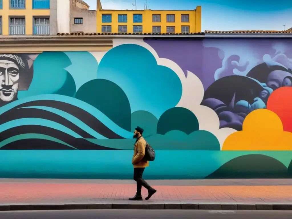 Imponente mural urbano en Montevideo que fusiona historia, cultura y arte callejero en una paleta vibrante