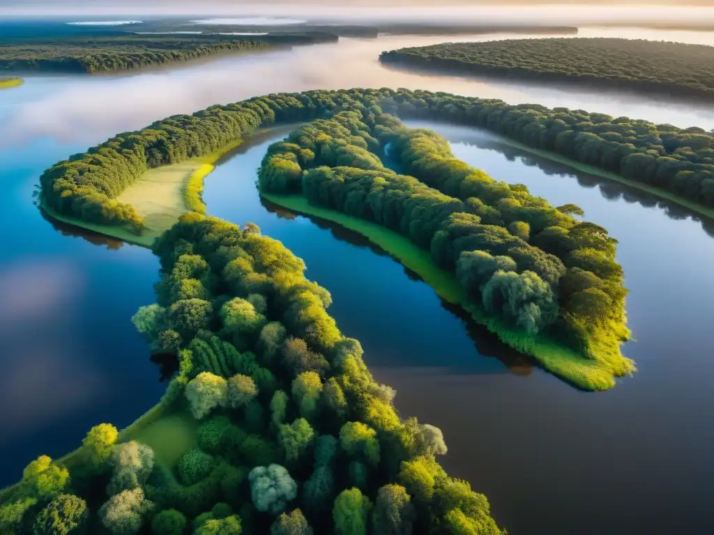 La importancia de preservar los Esteros de Farrapos en Uruguay, capturando su belleza natural bajo la luz dorada del atardecer