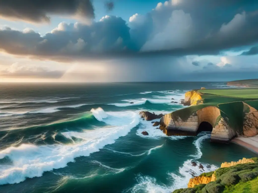 Impresionante costa de Rocha, Uruguay, con acantilados y mar agitado