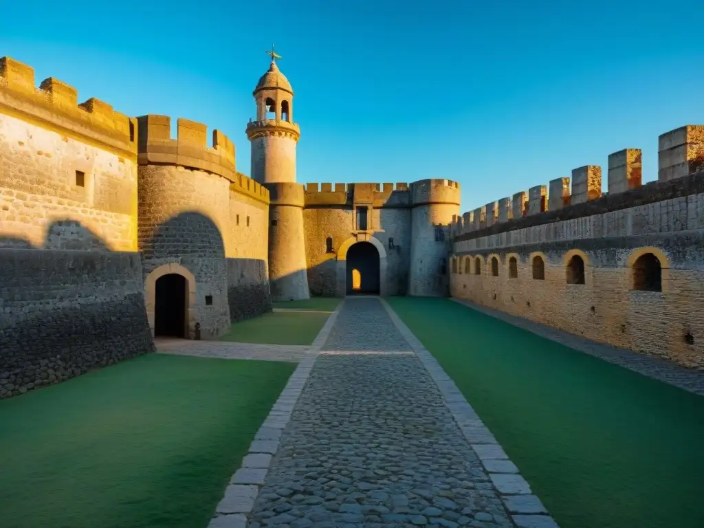 Impresionante fortaleza de Colonia del Sacramento con muros de piedra y cañones