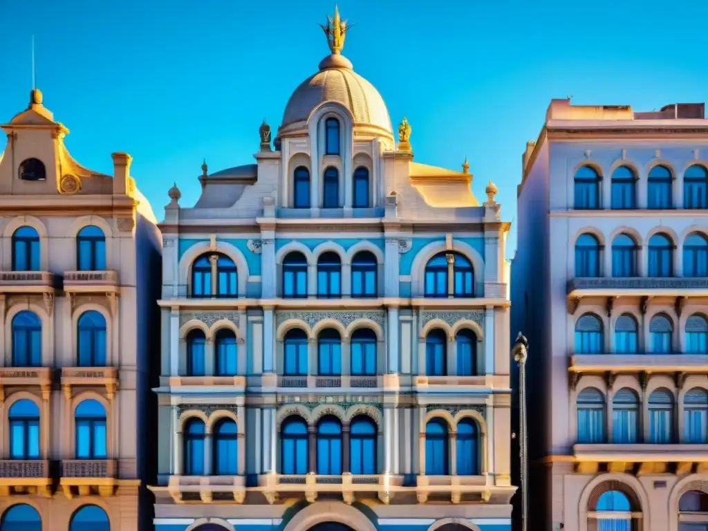 Impresionante Palacio Salvo en Montevideo bajo cielo azul, destacando su arquitectura art déco