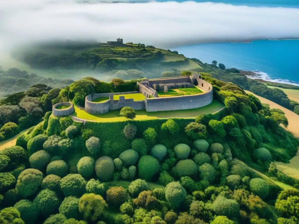 Impresionante vista aérea de la Fortaleza de Santa Teresa en Uruguay, destacando su diseño estratégico