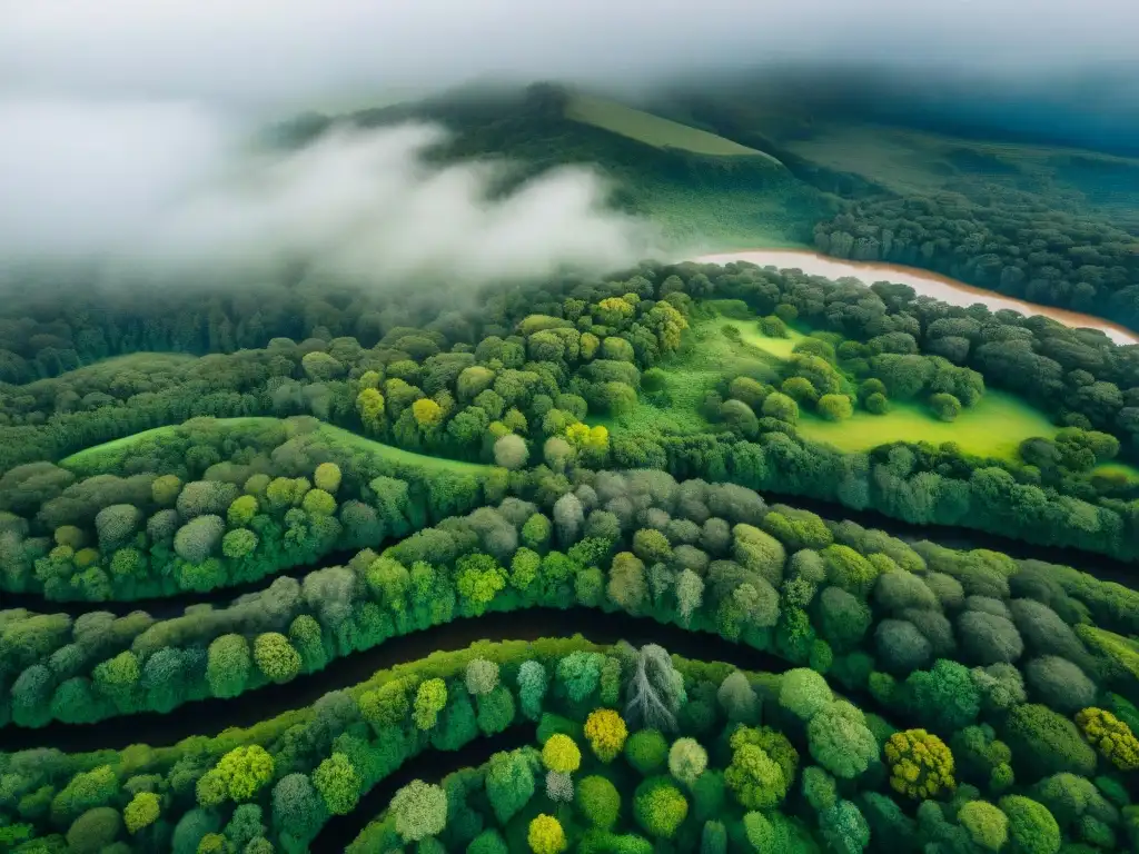 Increíble vista aérea de las zonas ecológicas en Uruguay, resaltando su diversidad natural y la identidad de sus hábitats