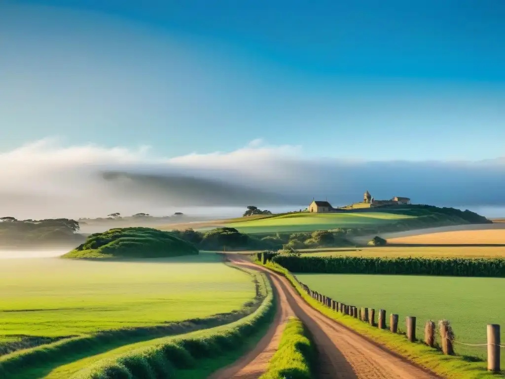 Influencia poética de Juana Ibarbourou: Paisaje sereno y poético en Uruguay, inspirador de sus obras, con campos verdes y cielo azul